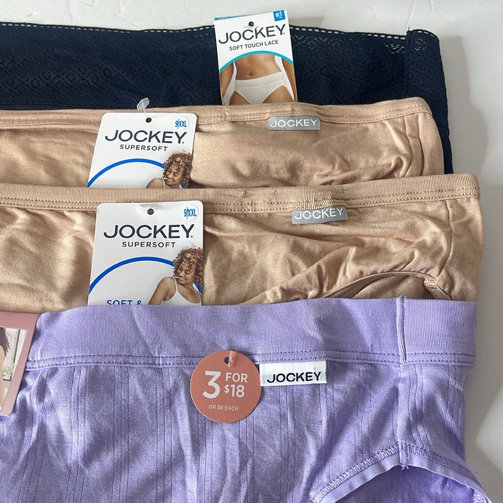 Jockey Assortment of Hi Cut / French Cut Panties 4 Pairs Size XXL / 9